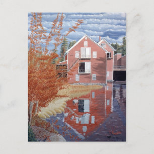 Rotes Haus im Herbst Postkarte