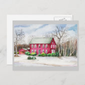 Rotes Haus im Winter Postkarte (Vorne/Hinten)