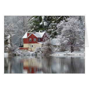 Rotes Haus u. See Winter-Raum-in der inneren