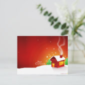 Rotes Haus-Weihnachten Feiertagspostkarte (Stehend Vorderseite)