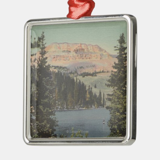 Rotes Häuschen, M.Ü. - Ansicht von Beartooth See Ornament Aus Metall (Links)