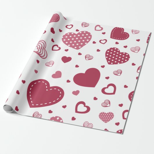 Rotes Heart Packpapier (Ungerollt)