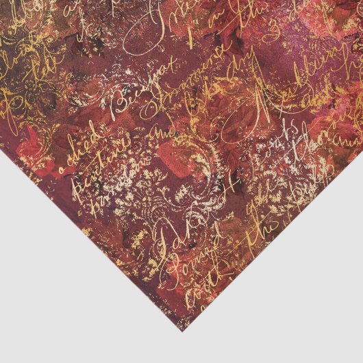 Rotes Herbst-Ephemeren-Muster Seidenpapier (Ausschnitt)