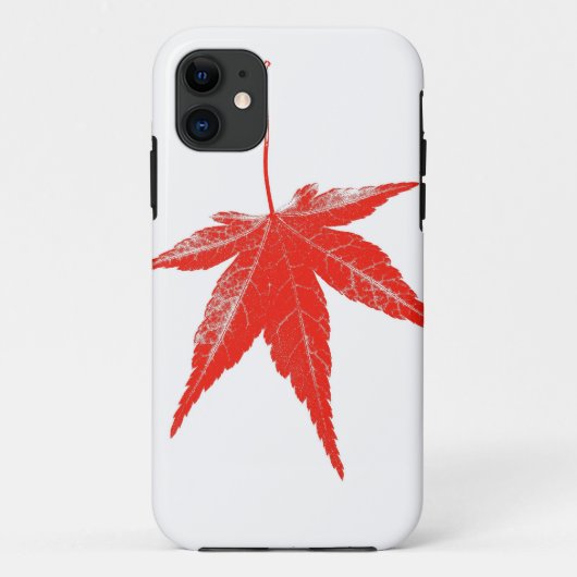 Rotes Herbstblatt auf Weiß Case-Mate iPhone Hülle (Rückseite)