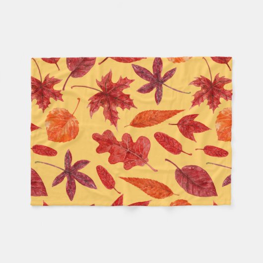 Rotes Herbstblatt Fleecedecke (Vorderseite (Horizontal))