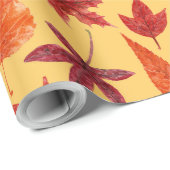 Rotes Herbstblatt Geschenkpapier (Rolleneckpunkt)