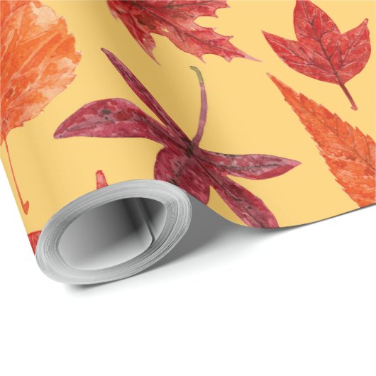 Rotes Herbstblatt Geschenkpapier (Rolleneckpunkt)