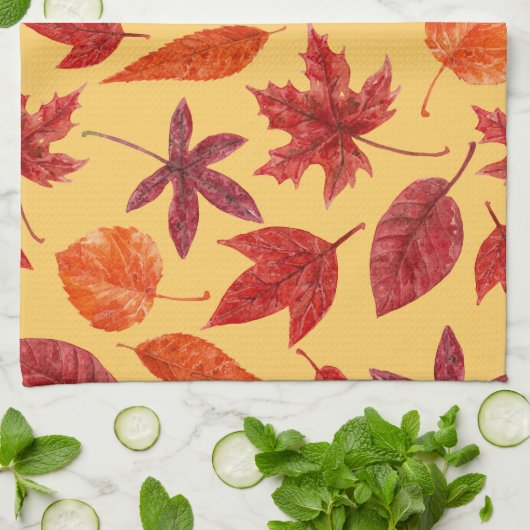 Rotes Herbstblatt Geschirrtuch (Gefaltet)