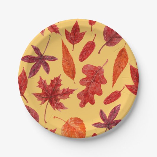 Rotes Herbstblatt Pappteller (Vorderseite)