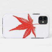 Rotes Herbstblatt weiß Case-Mate iPhone Hülle (Rückseite (Horizontal))