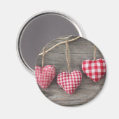 Rotes Herz am Holztisch Magnet (Vorderseite/Rückseite)