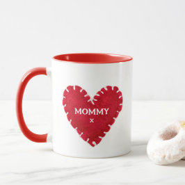 Rotes Herz am Tag der Mutter mit Handgriff Tasse