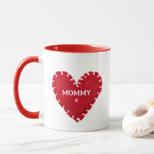 Rotes Herz am Tag der Mutter mit Handgriff Tasse