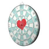 ROTES HERZ Aqua und Weiß Dartscheibe (Vorderseite rechts)