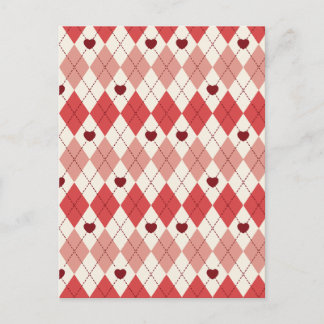 Rotes Herz Argyle Nahtloses Muster Süße Romantik Postkarte