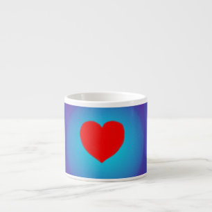 Rotes Herz auf beleuchtetem Blau> Kaffeetasse Espressotasse