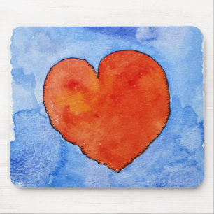 Rotes Herz auf Blau 2011 Mousepad