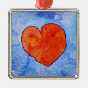 Rotes Herz auf Blau 2011 Ornament Aus Metall