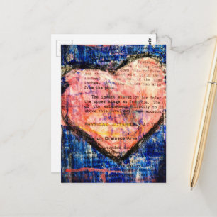 Rotes Herz auf blauem Mixed-Media-Collage Postkarte