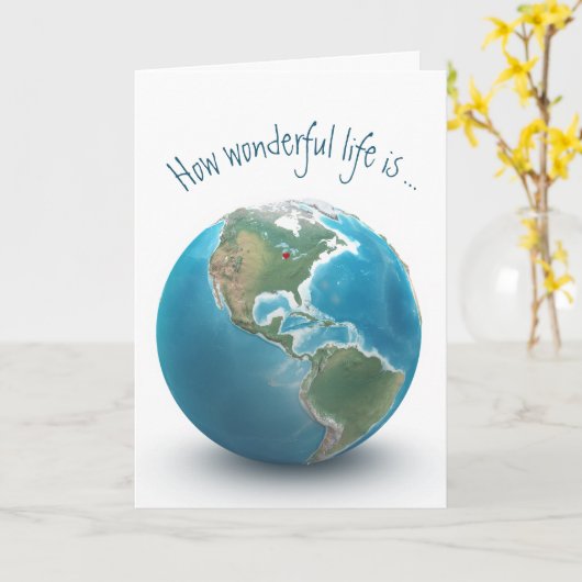 Rotes Herz auf der Erde Karte (Gelbe Blume)