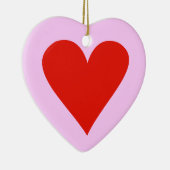 Rotes Herz auf einem Keramik-Herz-Anhänger Keramikornament (Rechts)