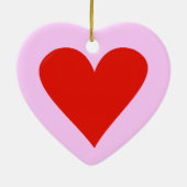 Rotes Herz auf einem Keramik-Herz-Anhänger Keramikornament (Hinten)