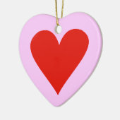 Rotes Herz auf einem Keramik-Herz-Anhänger Keramikornament (Links)