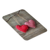 Rotes Herz auf Holztisch 2 Magnet (Rechte Seite)
