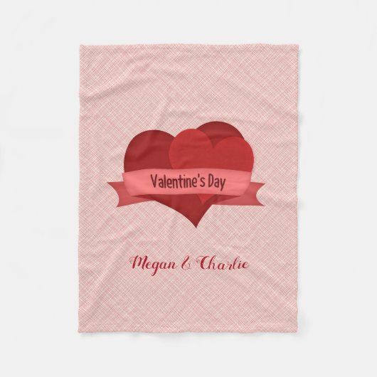 Rotes Herz auf rosa Fleecedecke (Vorderseite)