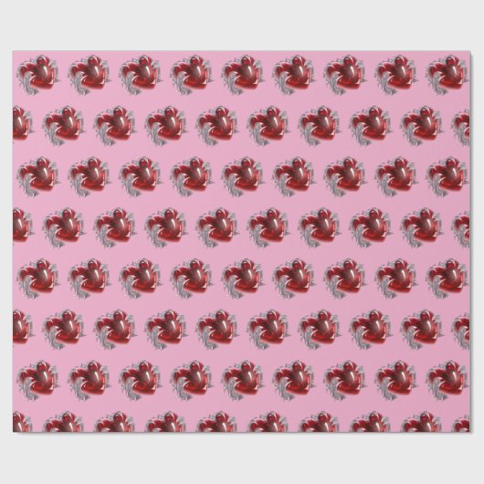 Rotes Herz auf rosa Hintergrund Geschenkpapier Lie (Flach)