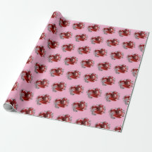 Rotes Herz auf rosa Hintergrund Geschenkpapier Lie