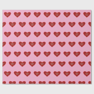 Rotes Herz auf rosa Hintergrund Geschenkpapier Lie