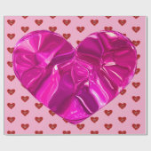 Rotes Herz auf rosa Hintergrund Geschenkpapier Lie (Flach)