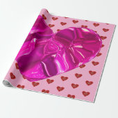 Rotes Herz auf rosa Hintergrund Geschenkpapier Lie (Ungerollt)
