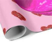 Rotes Herz auf rosa Hintergrund Geschenkpapier Lie (Rolleneckpunkt)