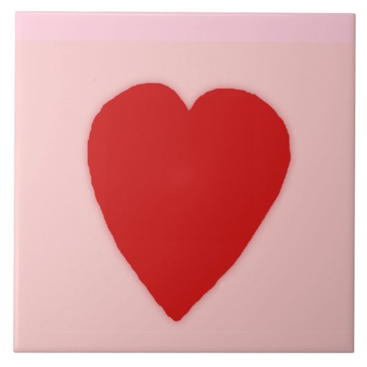 Rotes Herz auf rosa Keramik Tile Fliese (Vorderseite)
