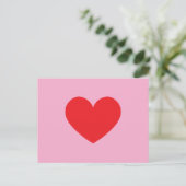Rotes Herz auf rosa - Postcard Postkarte (Stehend Vorderseite)