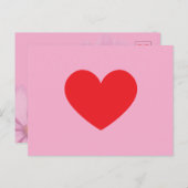Rotes Herz auf rosa - Postcard Postkarte (Vorne/Hinten)