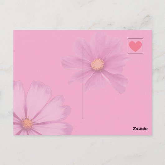 Rotes Herz auf rosa - Postcard Postkarte (Rückseite)