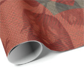 Rotes Herz auf schöne Vintage Blumen Geschenkpapier (Rolleneckpunkt)