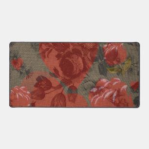 Rotes Herz auf schöne Vintage Blumen Schreibtischunterlage
