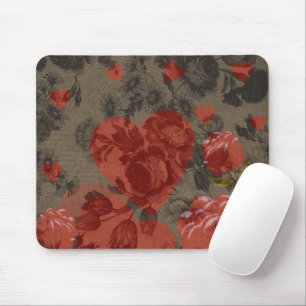 Rotes Herz auf schönem vintage floralen Hintergrun Mousepad