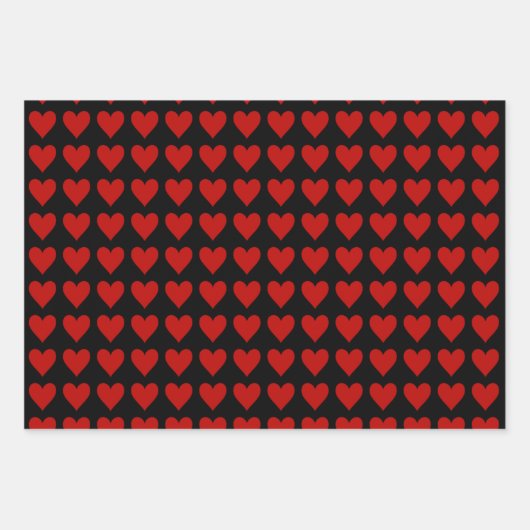 Rotes Herz auf schwarz Geschenkpapier Set (Vorderseite 3)