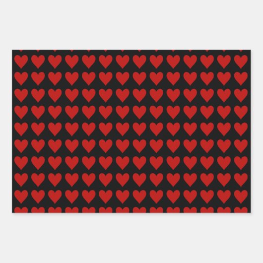 Rotes Herz auf schwarz Geschenkpapier Set (Vorderseite 2)