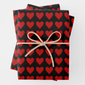 Rotes Herz auf schwarz Geschenkpapier Set (Beispiel)