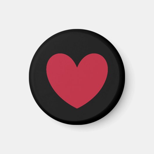 Rotes Herz auf schwarz Magnet (Vorne)