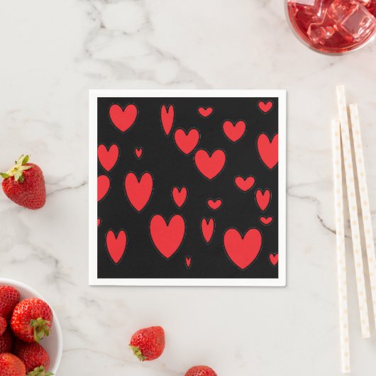 Rotes Herz auf schwarz Serviette (Beispiel)
