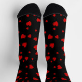 Rotes Herz auf schwarz Socken (Oben)