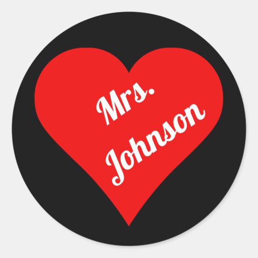 Rotes Herz auf schwarzem Hintergrund Runder Aufkleber (Vorderseite)