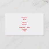 Rotes Herz auf Weiß Visitenkarte (Rückseite)